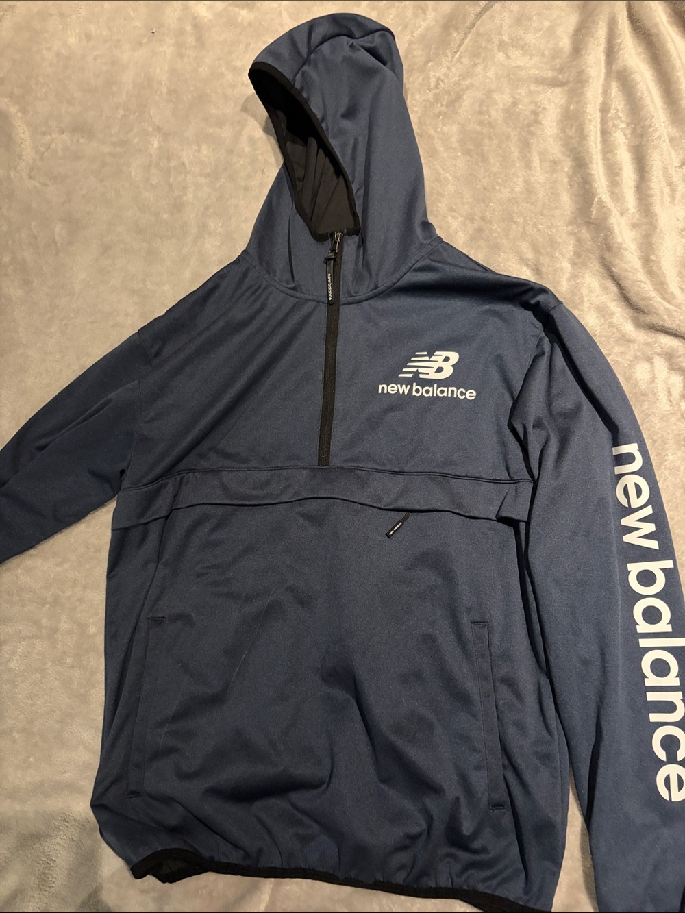 New Balance Navy Quarter-Zip Hooded Performance Pullover